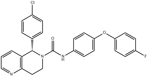 1,6-Naphthyridine-6(5H)-carboxamide, 5-(4-chlorophenyl)-N-[4-(4-fluorophenoxy)phenyl]-7,8-dihydro-, (5S)- Structure