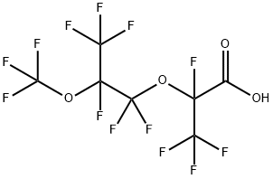 Propanoic acid, 2,3,3,3-tetrafluoro-2-[1,1,2,3,3,3-hexafluoro-2-(trifluoromethoxy)propoxy]- Structure