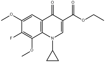 3-Quinolinecarboxylic acid, 1-cyclopropyl-7-fluoro-1,4-dihydro-6,8-dimethoxy-4-oxo-, ethyl ester Structure