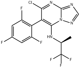 [1,2,4]Triazolo[1,5-a]pyrimidin-7-amine, 5-chloro-N-[(1S)-2,2,2-trifluoro-1-methylethyl]-6-(2,4,6-trifluorophenyl)- Structure