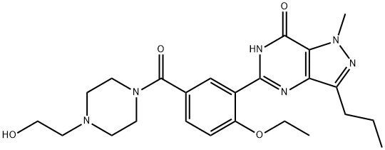 7H-Pyrazolo[4,3-d]pyrimidin-7-one, 5-[2-ethoxy-5-[[4-(2-hydroxyethyl)-1-piperazinyl]carbonyl]phenyl]-1,6-dihydro-1-methyl-3-propyl- Structure