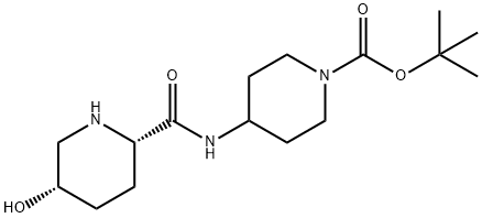 1-Piperidinecarboxylic acid, 4-[[[(2S,5S)-5-hydroxy-2-piperidinyl]carbonyl]amino]-, 1,1-dimethylethyl ester Structure