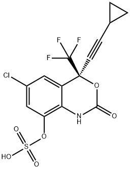 2H-3,1-Benzoxazin-2-one, 6-chloro-4-(2-cyclopropylethynyl)-1,4-dihydro-8-(sulfooxy)-4-(trifluoromethyl)-, (4S)- Structure