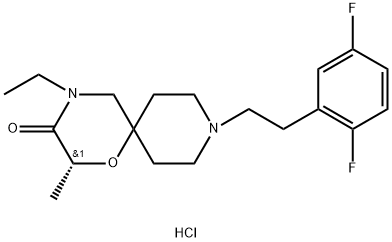 1-Oxa-4,9-diazaspiro[5.5]undecan-3-one, 9-[2-(2,5-difluorophenyl)ethyl]-4-ethyl-2-methyl-, hydrochloride (1:1), (2R)- Structure