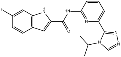 1H-Indole-2-carboxamide, 6-fluoro-N-[6-[4-(1-methylethyl)-4H-1,2,4-triazol-3-yl]-2-pyridinyl]- 구조식 이미지