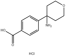 Benzoic acid, 4-(4-aminotetrahydro-2H-pyran-4-yl)-, hydrochloride (1:1) Structure