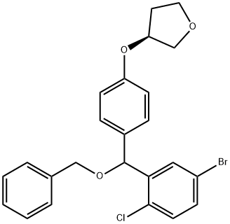 Furan, 3-[4-[(5-bromo-2-chlorophenyl)(phenylmethoxy)methyl]phenoxy]tetrahydro-, (3S)- Structure