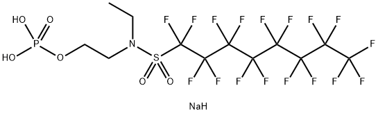 1-Octanesulfonamide, N-ethyl-1,1,2,2,3,3,4,4,5,5,6,6,7,7,8,8,8-heptadecafluoro-N-[2-(phosphonooxy)ethyl]-, sodium salt (1:2) Structure