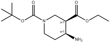 cis-1-Boc-4-amino-piperidine-3-carboxylic acid ethyl ester Structure