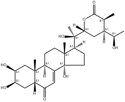 (20ξ,24ξ)-2β,3β,14,20,22,28-Hexahydroxy-6-oxo-5β-stigmast-7-en-26-oic acid δ-lactone 구조식 이미지