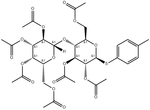 4-methylphenyl 4-O-(2,3,4,6- tetra-O-acetyl-β-D-galactopyra- nosyl)-1-thio-2,3,6-tri-O-acetyl-β- D-glucopyranoside Structure