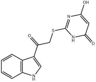 4(3H)-Pyrimidinone, 6-hydroxy-2-[[2-(1H-indol-3-yl)-2-oxoethyl]thio]- Structure