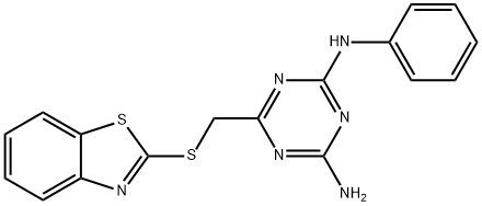 6-(1,3-benzothiazol-2-ylsulfanylmethyl)-2-N-phenyl-1,3,5-triazine-2,4-diamine 구조식 이미지