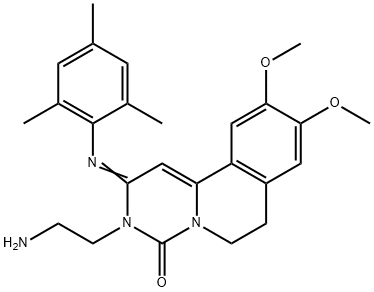 4H-?Pyrimido[6,?1-?a]?isoquinolin-?4-?one, 3-?(2-?aminoethyl)?-?2,?3,?6,?7-?tetrahydro-?9,?10-?dimethoxy-?2-?[(2,?4,?6-?trimethylphenyl)?imino]?- Structure