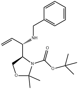 3-Oxazolidinecarboxylic acid, 2,2-dimethyl-4-[(1S)-1-[(phenylmethyl)amino]-2-propen-1-yl]-, 1,1-dimethylethyl ester, (4R)- Structure