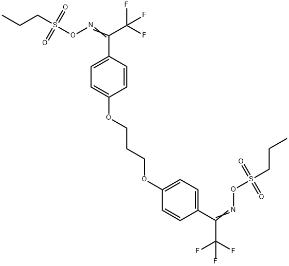 Ethanone,1,1'-[1,3-propanediylbis(oxy-4,1-phenylene)]bis[2,2,2-trifluoro-,1,1'-bis[O-(propylsulfonyl)oxime]
 구조식 이미지