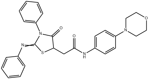 5-Thiazolidineacetamide, N-[4-(4-morpholinyl)phenyl]-4-oxo-3-phenyl-2-(phenylimino)- 구조식 이미지