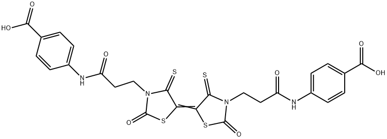 4-[3-[(5E)-5-[3-[3-(4-carboxyanilino)-3-oxopropyl]-2-oxo-4-sulfanylidene-1,3-thiazolidin-5-ylidene]-2-oxo-4-sulfanylidene-1,3-thiazolidin-3-yl]propanoylamino]benzoic acid Structure