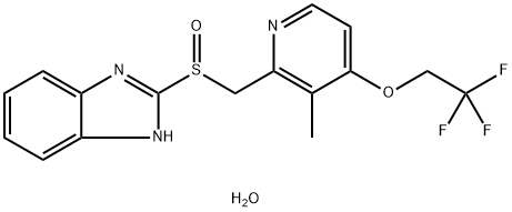 1H-Benzimidazole, 2-[(R)-[[3-methyl-4-(2,2,2-trifluoroethoxy)-2-pyridinyl]methyl]sulfinyl]-, hydrate (2:3) 구조식 이미지