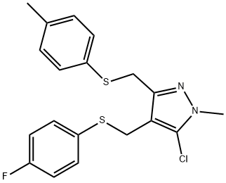 1H-Pyrazole, 5-chloro-4-[[(4-fluorophenyl)thio]methyl]-1-methyl-3-[[(4-methylphenyl)thio]methyl]- Structure