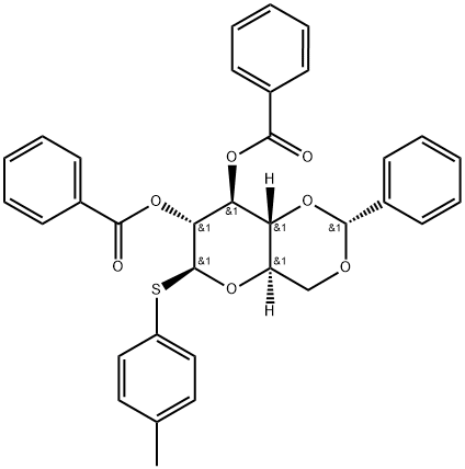 4-Methylphenyl 4,6-O-Benzylidene-2,3-di-O-benzoyl-1-thio-β-D-glucopyranoside 구조식 이미지