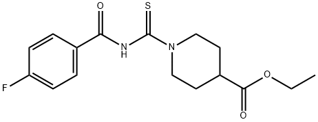 4-Piperidinecarboxylic acid, 1-[[(4-fluorobenzoyl)amino]thioxomethyl]-, ethyl ester Structure