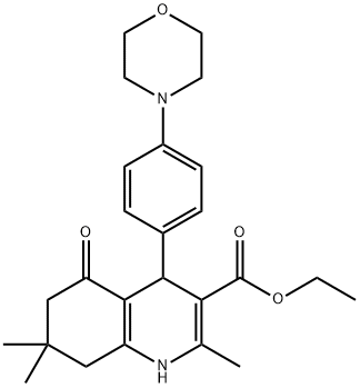 3-Quinolinecarboxylic acid, 1,4,5,6,7,8-hexahydro-2,7,7-trimethyl-4-[4-(4-morpholinyl)phenyl]-5-oxo-, ethyl ester Structure