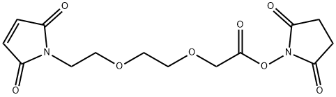 Acetic acid, 2-[2-[2-(2,5-dihydro-2,5-dioxo-1H-pyrrol-1-yl)ethoxy]ethoxy]-, 2,5-dioxo-1-pyrrolidinyl ester Structure