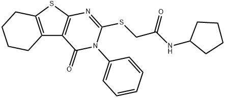 N-cyclopentyl-2-[(4-oxo-3-phenyl-5,6,7,8-tetrahydro-[1]benzothiolo[2,3-d]pyrimidin-2-yl)sulfanyl]acetamide Structure