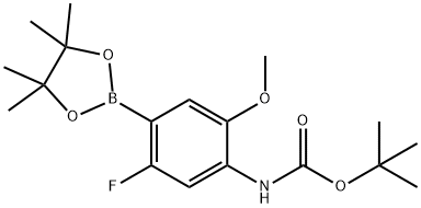 Carbamic acid, [5-fluoro-2-methoxy-4-(4,4,5,5-tetramethyl-1,3,2-dioxaborolan-2-yl)phenyl]-, 1,1-dimethylethyl ester (9CI) 구조식 이미지
