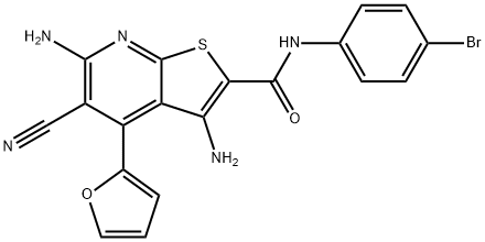 3,6-diamino-N-(4-bromophenyl)-5-cyano-4-(furan-2-yl)thieno[2,3-b]pyridine-2-carboxamide 구조식 이미지