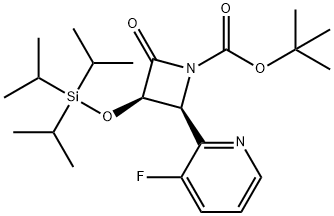 1-Azetidinecarboxylic acid, 2-(3-fluoro-2-pyridinyl)-4-oxo-3-[[tris(1-methylethyl)silyl]oxy]-, 1,1-dimethylethyl ester, (2S,3R)- Structure