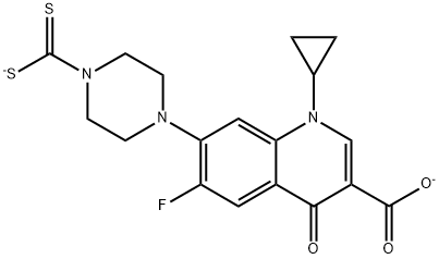 1-cyclopropyl-7-(4-dithiocarboxylatopiperazin-1-yl)-6-fluoro-4-oxo-1,4-dihydroquinoline-3-carboxylate Structure