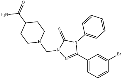 1-[[3-(3-bromophenyl)-4-phenyl-5-sulfanylidene-1,2,4-triazol-1-yl]methyl]piperidine-4-carboxamide 구조식 이미지