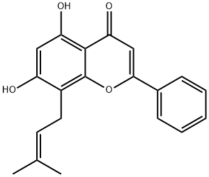 4H-1-Benzopyran-4-one, 5,7-dihydroxy-8-(3-methyl-2-buten-1-yl)-2-phenyl- Structure