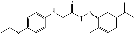 2-[(4-ethoxyphenyl)amino]-N'-(5-isopropenyl-2-methyl-2-cyclohexen-1-ylidene)acetohydrazide (non-preferred name) Structure