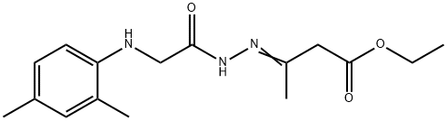 ethyl 3-({[(2,4-dimethylphenyl)amino]acetyl}hydrazono)butanoate (non-preferred name) 구조식 이미지