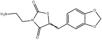 2,4-Thiazolidinedione, 3-(2-aminoethyl)-5-(1,3-benzodioxol-5-ylmethylene)- 구조식 이미지