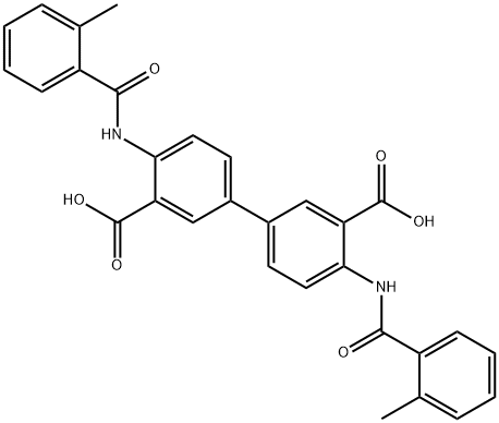 4,4''-Bis[(2-methylbenzoyl)amino]-[1,1''-Biphenyl]-3,3''-dicarboxylic Acid 구조식 이미지