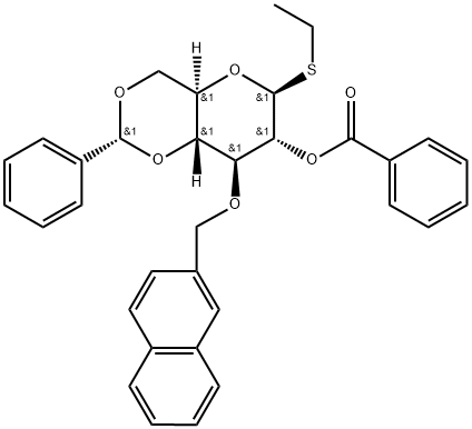 352008-11-8 Ethyl 2-O-benzoyl-3-O-(2-methylnaphthyl)-4,6-O-benzylidene-1-thio-β-D-glucopyranoside