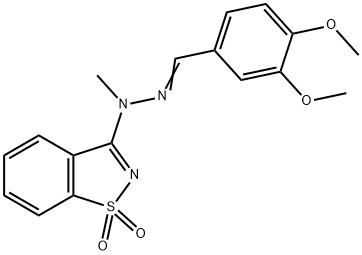 3,4-dimethoxybenzaldehyde (1,1-dioxido-1,2-benzisothiazol-3-yl)(methyl)hydrazone Structure