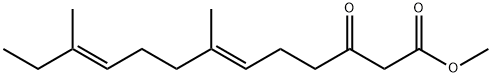 6,10-Tridecadienoic acid, 7,11-dimethyl-3-oxo-, methyl ester, (6E,10E)- Structure