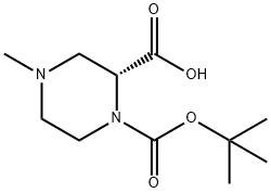 (R)-1-(tert-butoxycarbonyl)-4-methylpiperazine-2-carboxylic acid 구조식 이미지