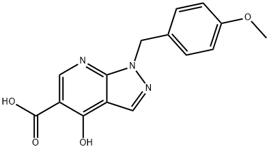 1H-Pyrazolo[3,4-b]pyridine-5-carboxylic acid, 4-hydroxy-1-[(4-methoxyphenyl)methyl]- 구조식 이미지