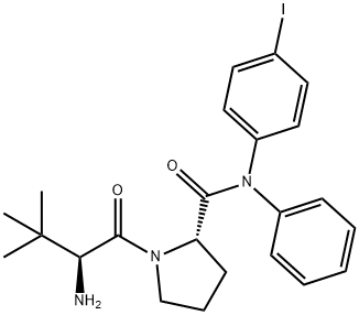 (S)-1-[(S)-2-Amino-3,3-dimethylbutanoyl]-N-(4-iodophenyl)-N-phenylpyrrolidine-2-carboxamide 구조식 이미지