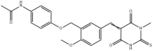 N-[4-[[2-methoxy-5-[(E)-(1-methyl-4,6-dioxo-2-sulfanylidene-1,3-diazinan-5-ylidene)methyl]phenyl]methoxy]phenyl]acetamide Structure