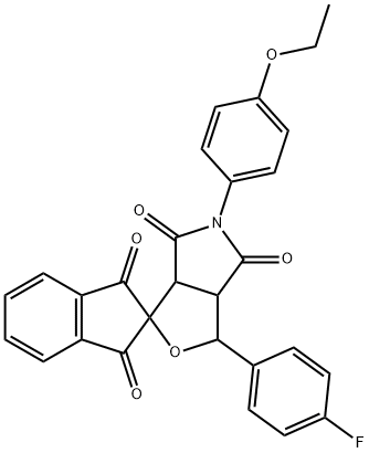 5-(4-ethoxyphenyl)-1-(4-fluorophenyl)-3a,6a-dihydrosprio[1H-furo[3,4-c]pyrrole-3,2'-(1'H)-indene]-1',3',4,6(2'H,3H,5H)-tetrone Structure