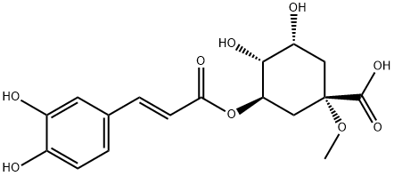 Cyclohexanecarboxylic acid, 3-[[(2E)-3-(3,4-dihydroxyphenyl)-1-oxo-2-propen-1-yl]oxy]-4,5-dihydroxy-1-methoxy-, (1S,3R,4R,5R)- Structure