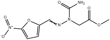 Acetic acid, 2-[1-(aminocarbonyl)-2-[(5-nitro-2-furanyl)methylene]hydrazinyl]-, methyl ester Structure