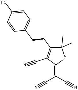 (E) -2- (3-cyano-4- (4-hydroxystyrene) -5,5-dimethylfuran-2 (5hydro) -subunit) malononitrile Structure